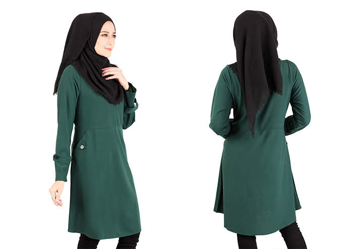 QA-416 Modern Muslimah Long Top Green