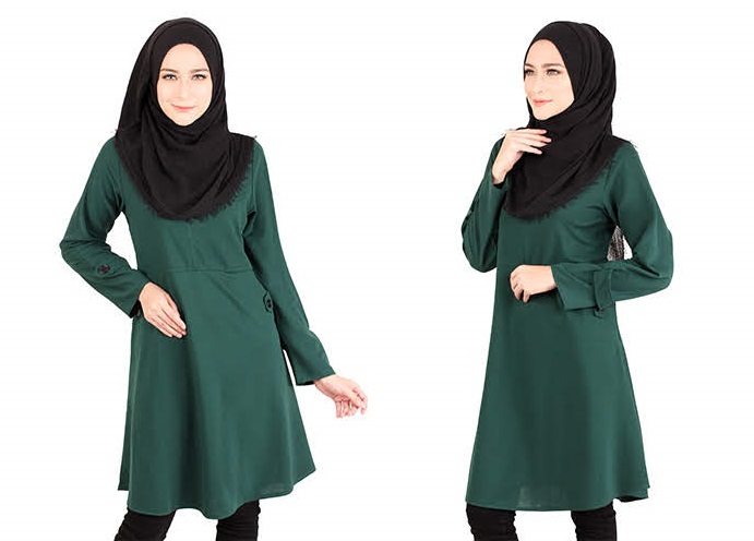 QA-416 Modern Muslimah Long Top Green