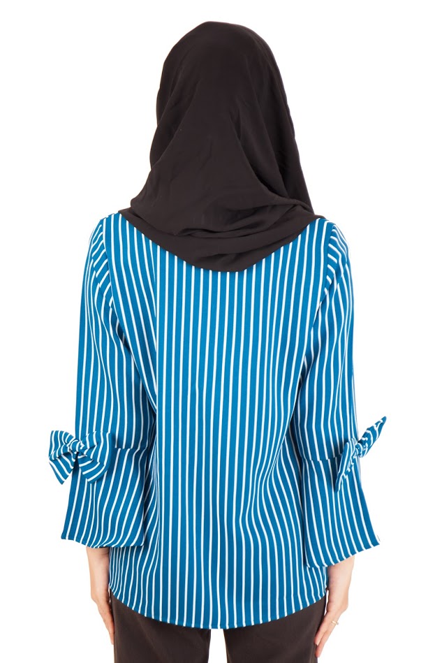 QA-401 Muslimah Striped Blouse Blue