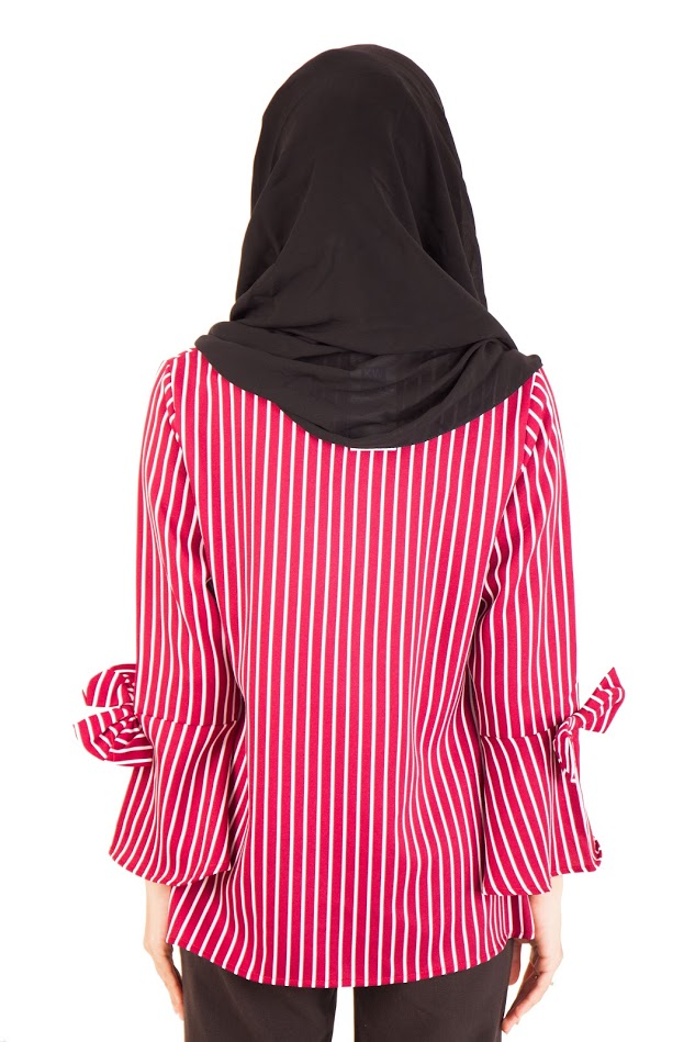 QA-401 Muslimah Striped Blouse Burgundy