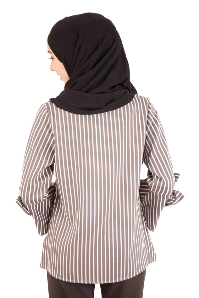 QA-401 Muslimah Striped Blouse Grey