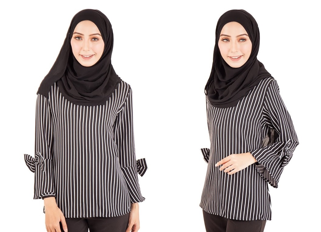 QA-401 Muslimah Striped Blouse Black