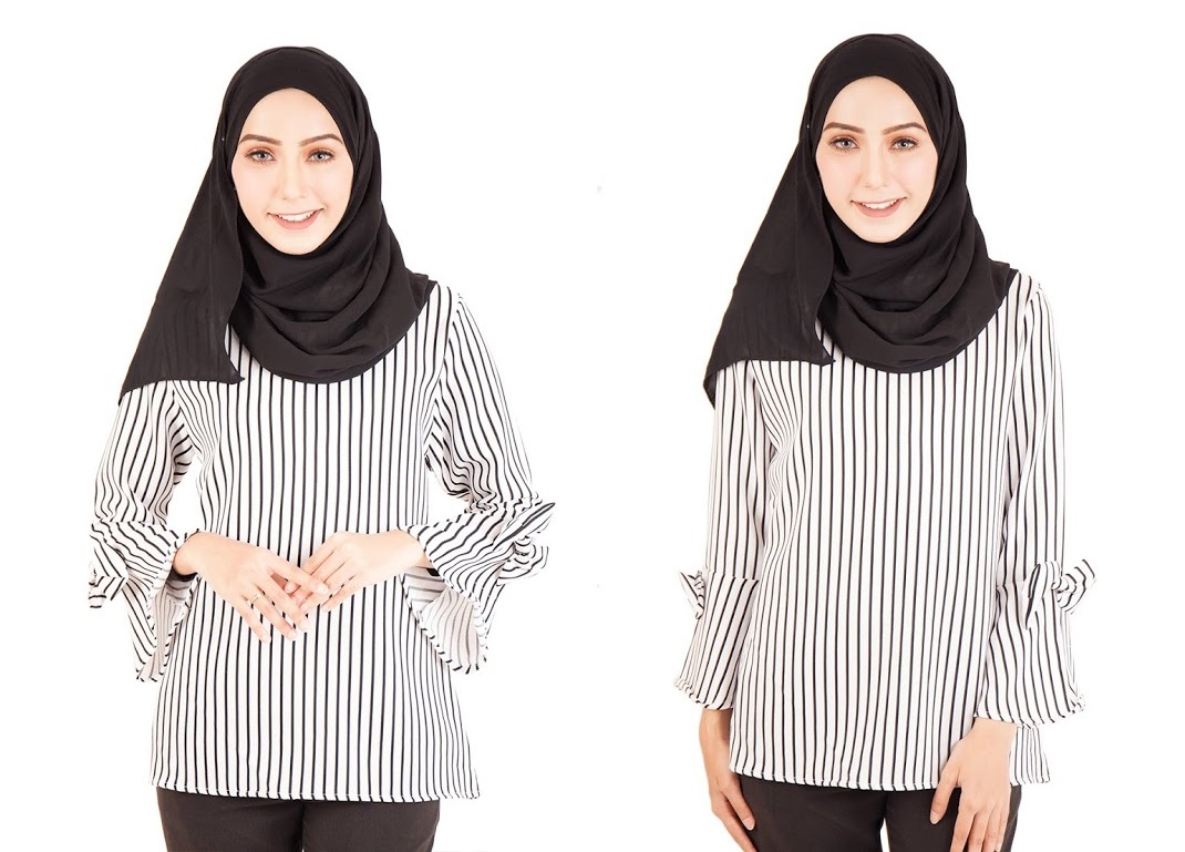 QA-401 Muslimah Striped Blouse White