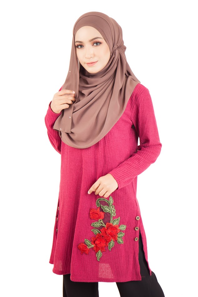 QA-402 Embroidery Muslimah Top Magenta