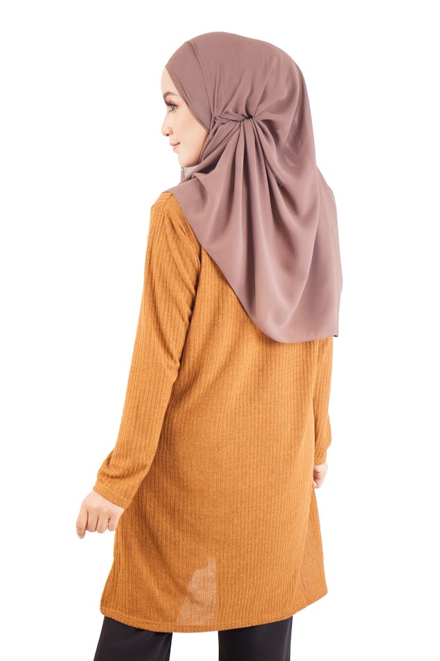 QA-402 Embroidery Muslimah Top Brown