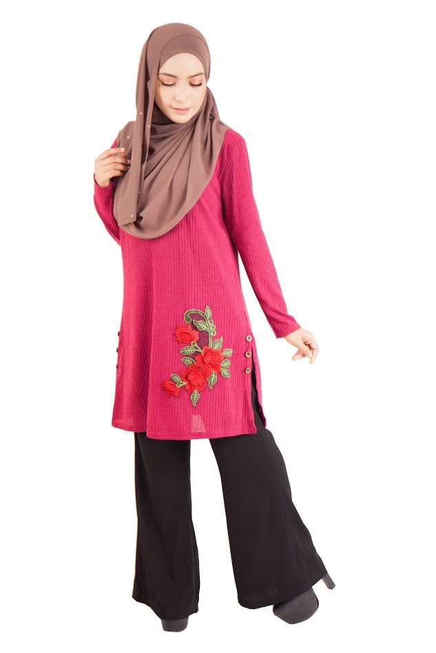 QA-402 Embroidery Muslimah Top Magenta