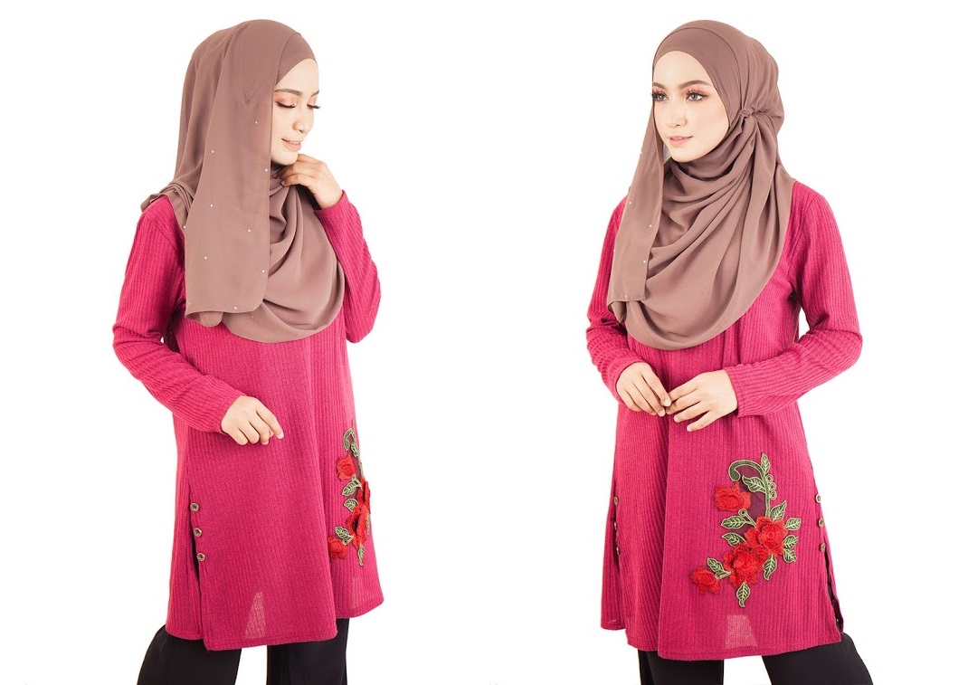 QA-402 Embroidery Muslimah Top Magenta