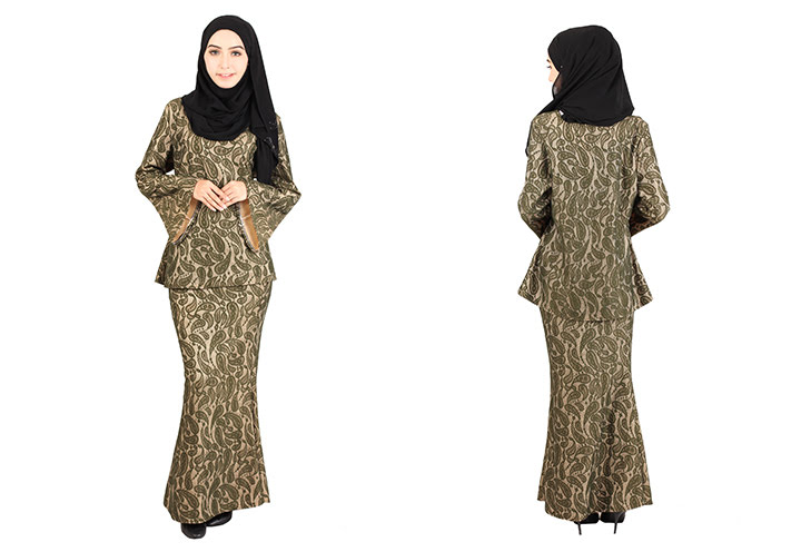 QA-405 Modern Lace Baju Kurung Army Green