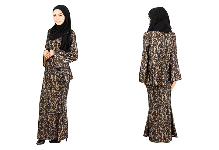 QA-405 Modern Lace Baju Kurung Black