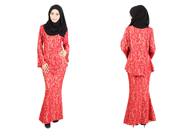 QA-405 Modern Lace Baju Kurung Red