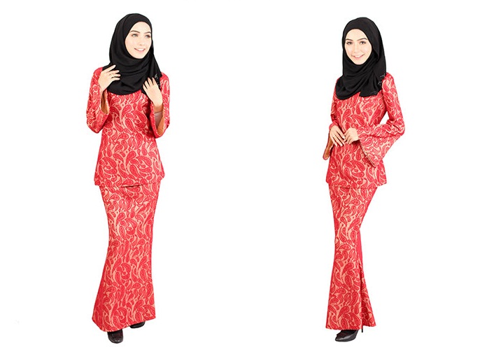 QA-405 Modern Lace Baju Kurung Red