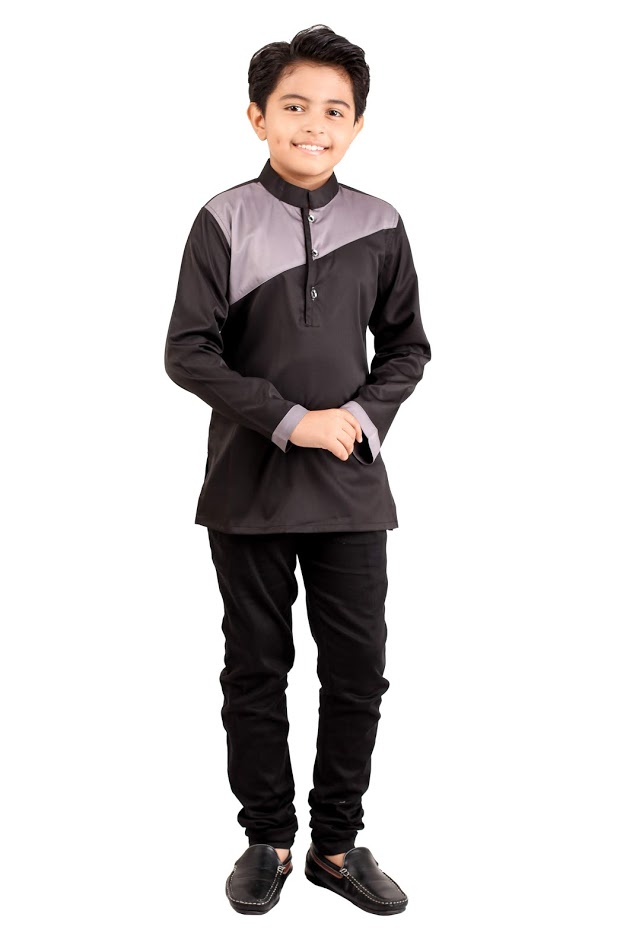 QA-409 Kids Kurta Collection Black