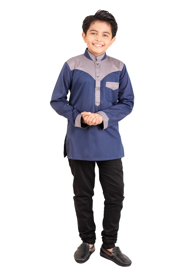 QA-410 Kids Fashion Kurta Blue