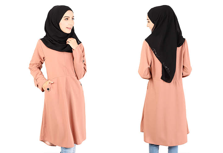 QA-416 Modern Muslimah Long Top Beige