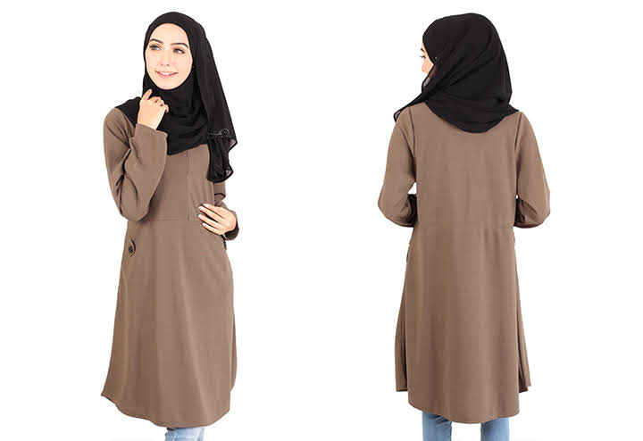 QA-416 Modern Muslimah Long Top Coffee