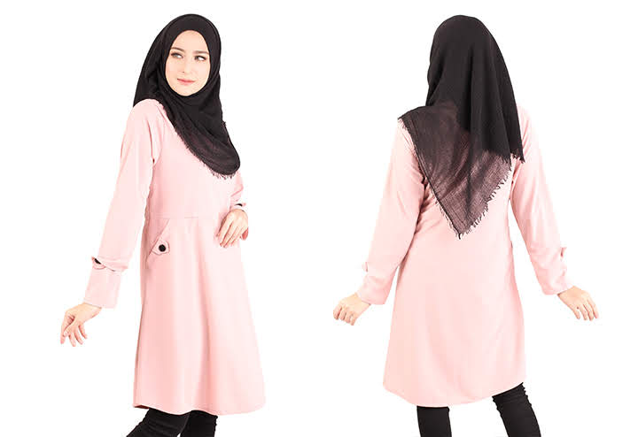 QA-416 Modern Muslimah Long Top Pink