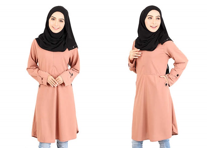 QA-416 Modern Muslimah Long Top Beige