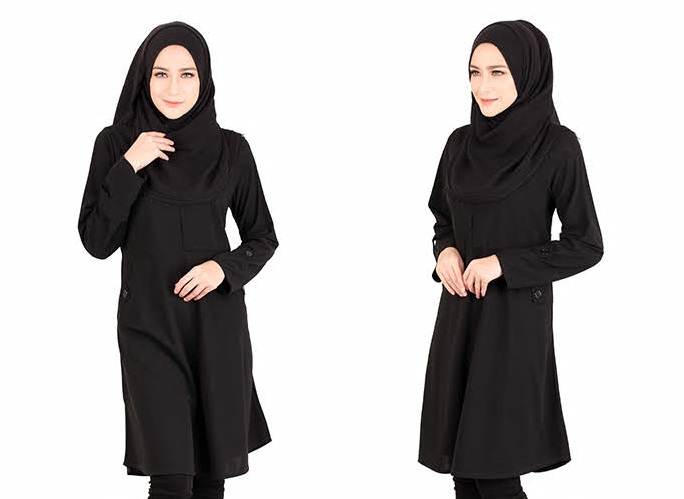 QA-416 Modern Muslimah Long Top Black