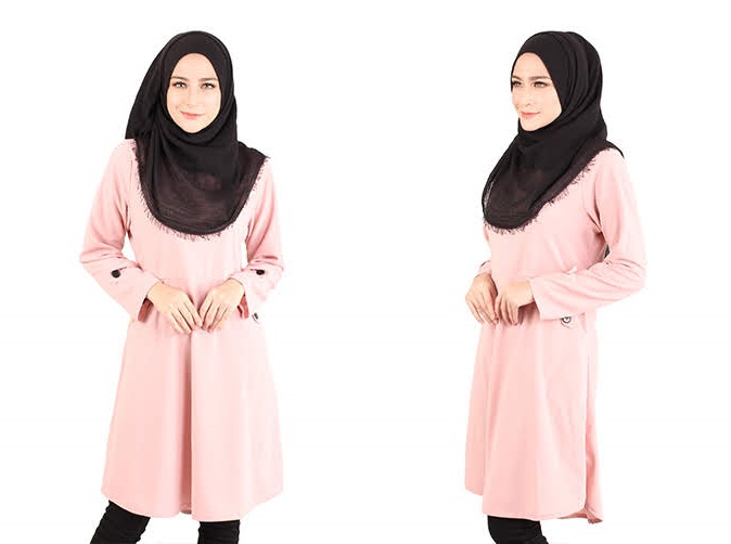 QA-416 Modern Muslimah Long Top Pink