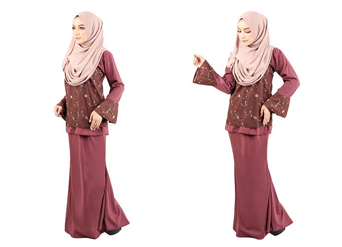 QA-418 Modern Lace Baju Kurung Dust Purple