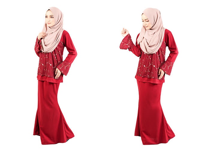 QA-418 Modern Lace Baju Kurung Red