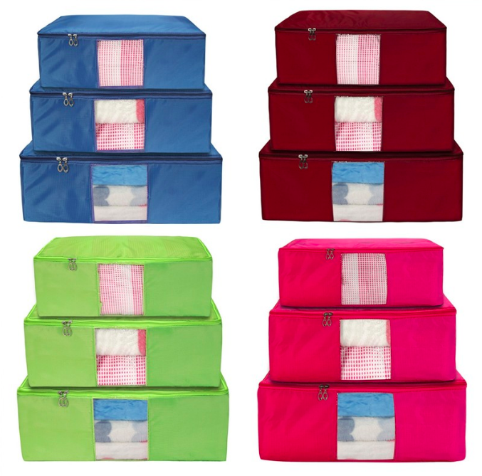 HL1008 3pcs set Organizer Storage Bag Maroon