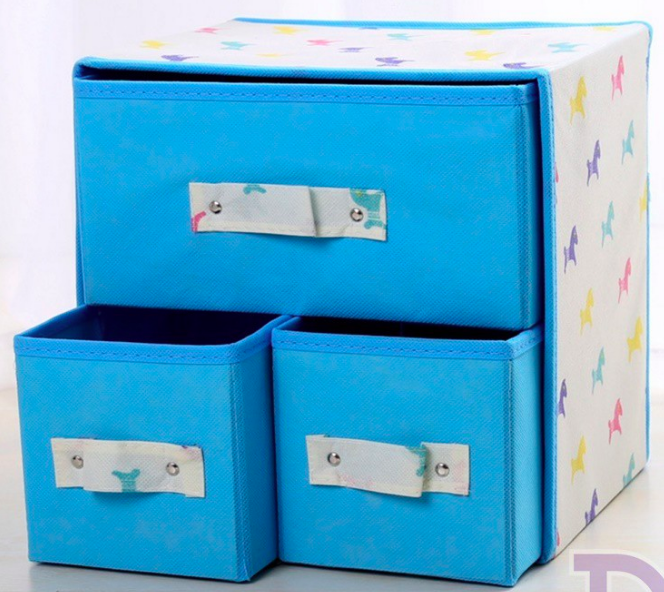 HL1011 3 in 1 DIY Storage Box Blue Horse