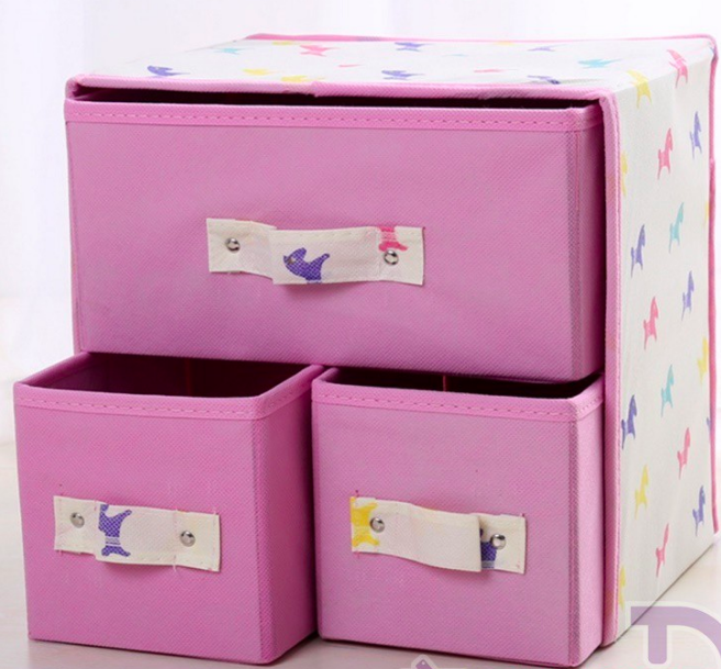 HL1011 3 in 1 DIY Storage Box Pink Horse