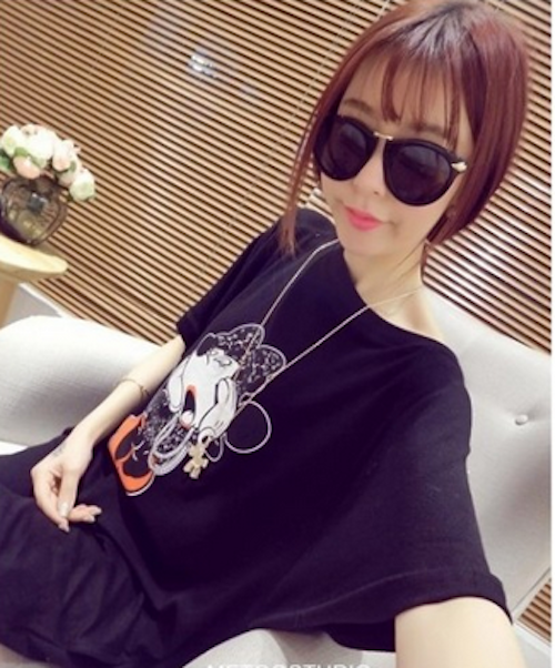 WT21529 Cute Minnie Loose Top Black