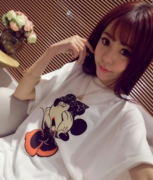 WT21529 Cute Minnie Loose Top White