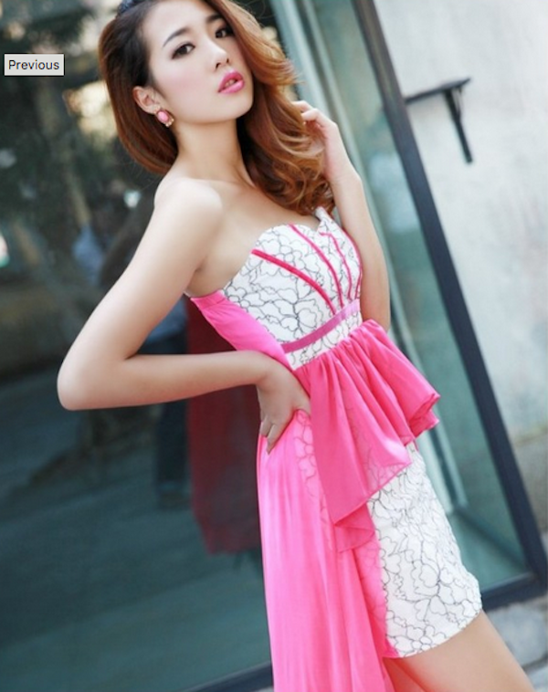 WD21530 Sexy Tube Frill Dress Pink