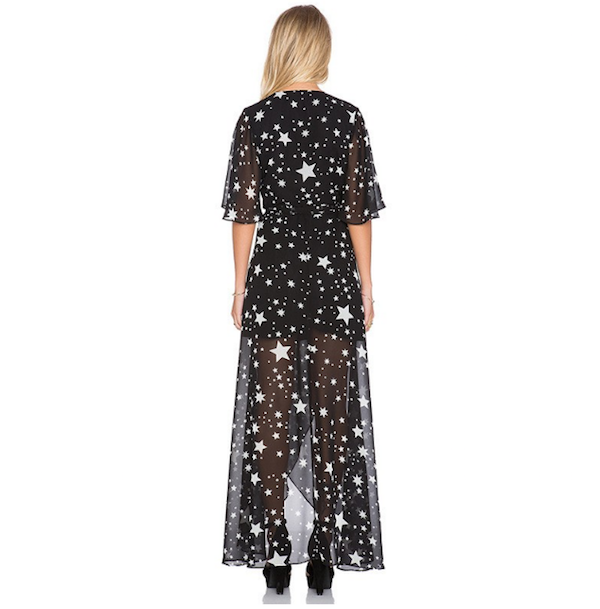 WD21535 Chiffon Star Print Dress Black