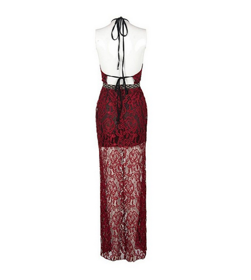 WD21536 Sexy Lace Maxi Dress Maroon