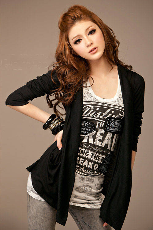 WJ7608 Women Casual Hooded Jacket Black