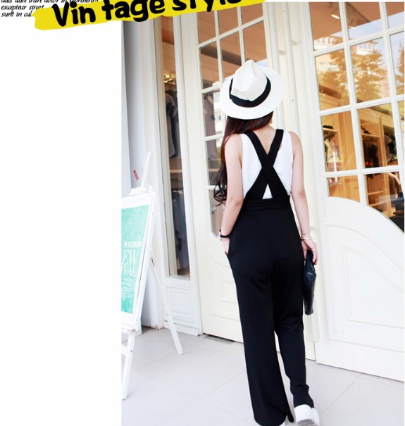 WP7616 Casual Strap Jumpsuit Black