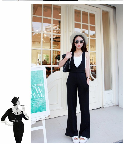 WP7616 Casual Strap Jumpsuit Black