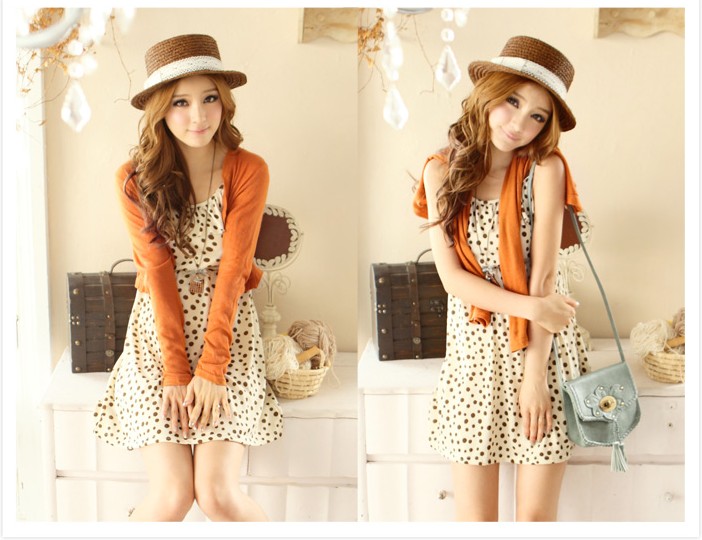 WD7618 Casual Summer Two Pieces Dress Orange