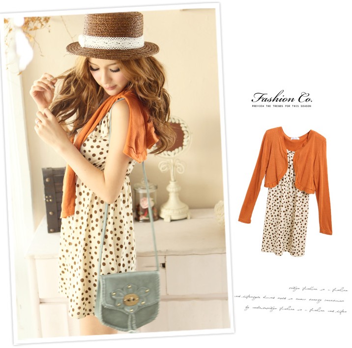 WD7618 Casual Summer Two Pieces Dress Orange