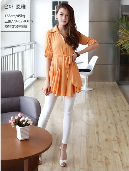 WT7625 Stylish Casual Women Top Orange