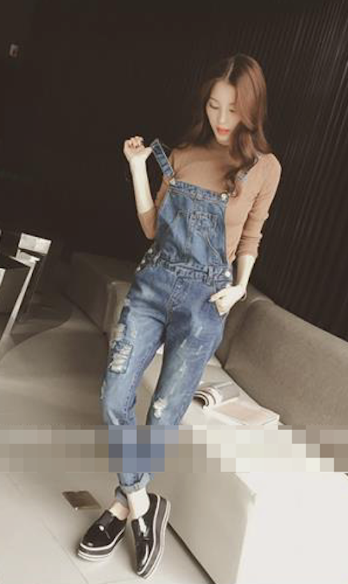 WP7630 Trendy Denim Jumpsuit Blue