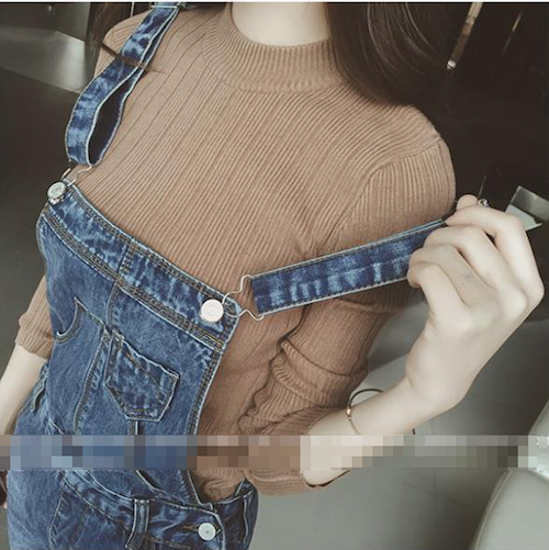 WP7630 Trendy Denim Jumpsuit Blue