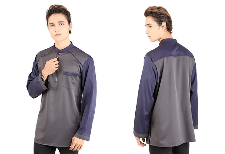 QA-422 Men Zipper Kurta Collection Grey