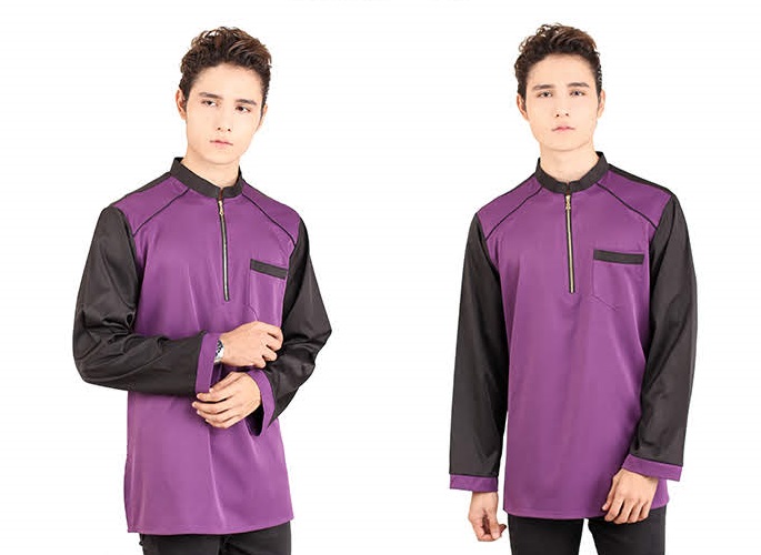 QA-422 Men Zipper Kurta Collection Purple