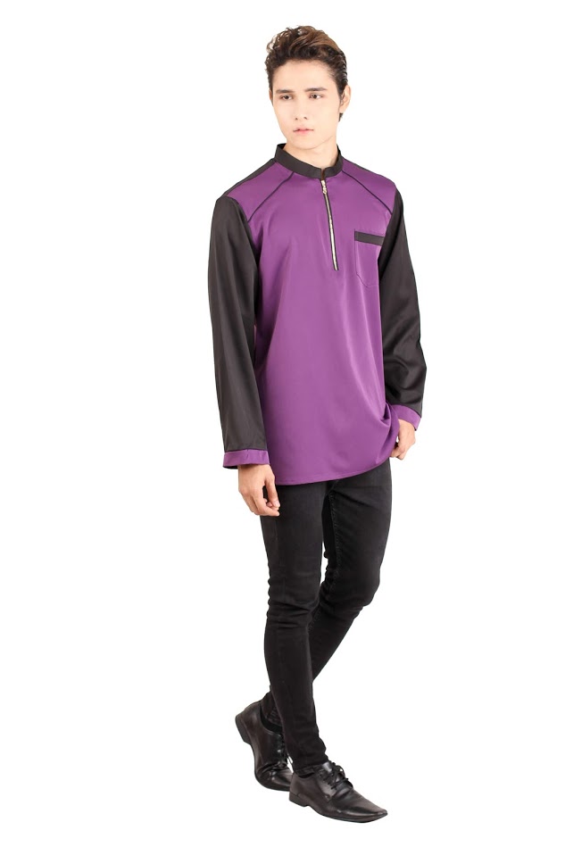 QA-422 Men Zipper Kurta Collection Purple