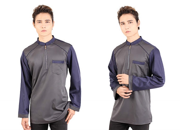 QA-422 Men Zipper Kurta Collection Grey