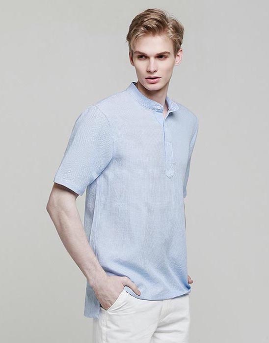 KB10183 Classic Men Shirt Light Blue