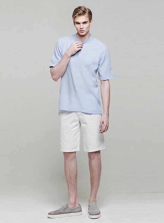 KB10183 Classic Men Shirt Light Blue