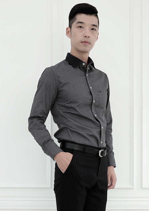 KB10250 Men's Office Shirt Grey