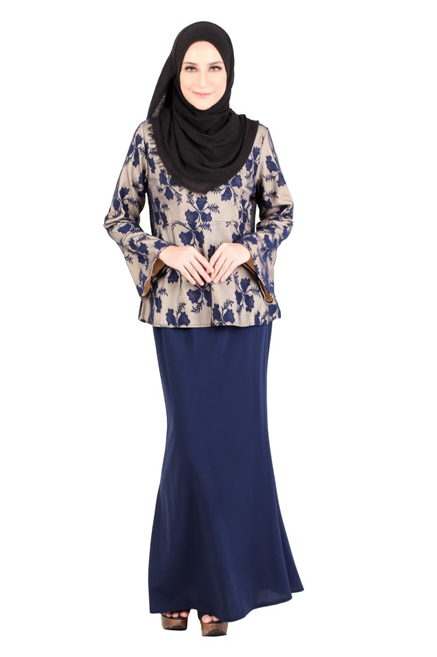 QA-420 Modern Lace Baju Kurung Navy Blue