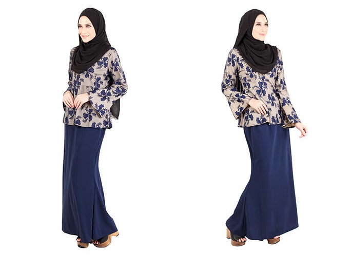 QA-420 Modern Lace Baju Kurung Navy Blue